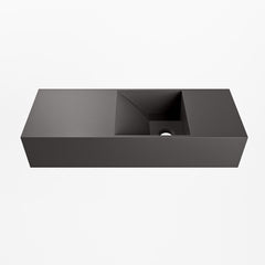 MONDIAZ TYNE 60cm fontein solid surface kleur Dark Grey. Positie wastafel rechts