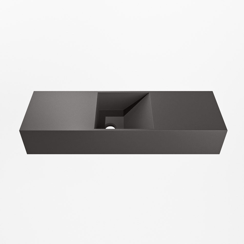 MONDIAZ TYNE 70cm fontein solid surface kleur Dark Grey. Positie wastafel midden