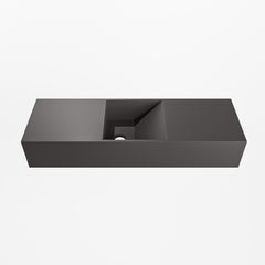 MONDIAZ TYNE 70cm fontein solid surface kleur Dark Grey. Positie wastafel midden