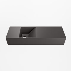 MONDIAZ TYNE 70cm fontein solid surface kleur Dark Grey. Positie wastafel links