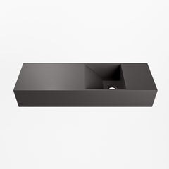 MONDIAZ TYNE 70cm fontein solid surface kleur Dark Grey. Positie wastafel rechts