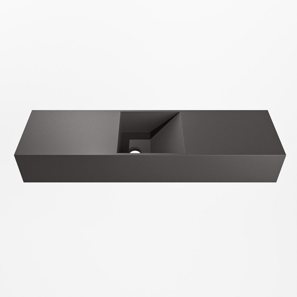 MONDIAZ TYNE 80cm fontein solid surface kleur Dark Grey. Positie wastafel midden