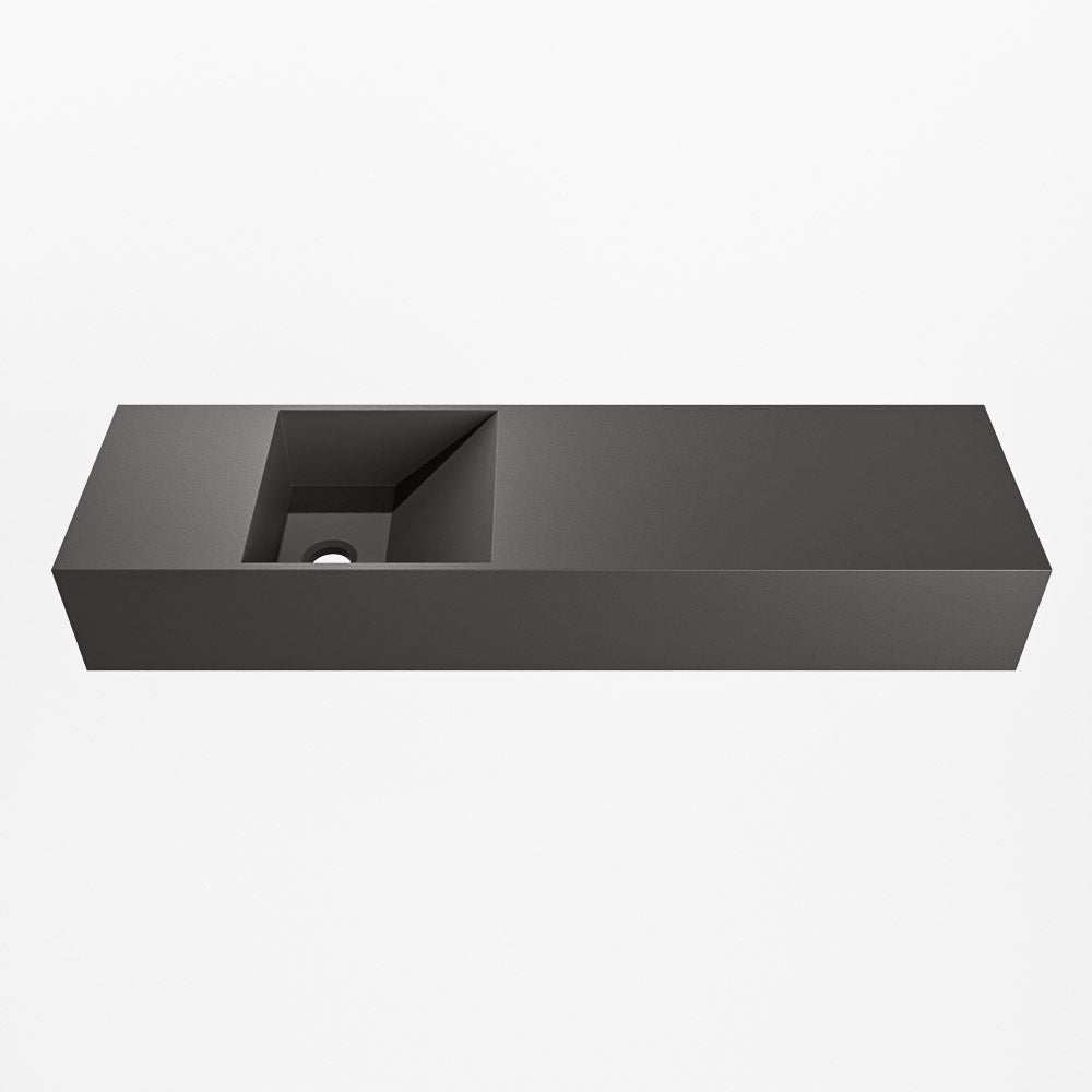 MONDIAZ TYNE 80cm fontein solid surface kleur Dark Grey. Positie wastafel links