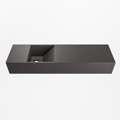 MONDIAZ TYNE 80cm fontein solid surface kleur Dark Grey. Positie wastafel links