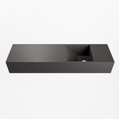 MONDIAZ TYNE 80cm fontein solid surface kleur Dark Grey. Positie wastafel rechts