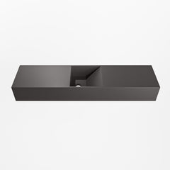 MONDIAZ TYNE 90cm fontein solid surface kleur Dark Grey. Positie wastafel midden