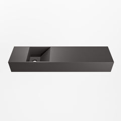 MONDIAZ TYNE 90cm fontein solid surface kleur Dark Grey. Positie wastafel links