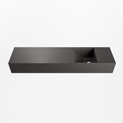 MONDIAZ TYNE 90cm fontein solid surface kleur Dark Grey. Positie wastafel rechts