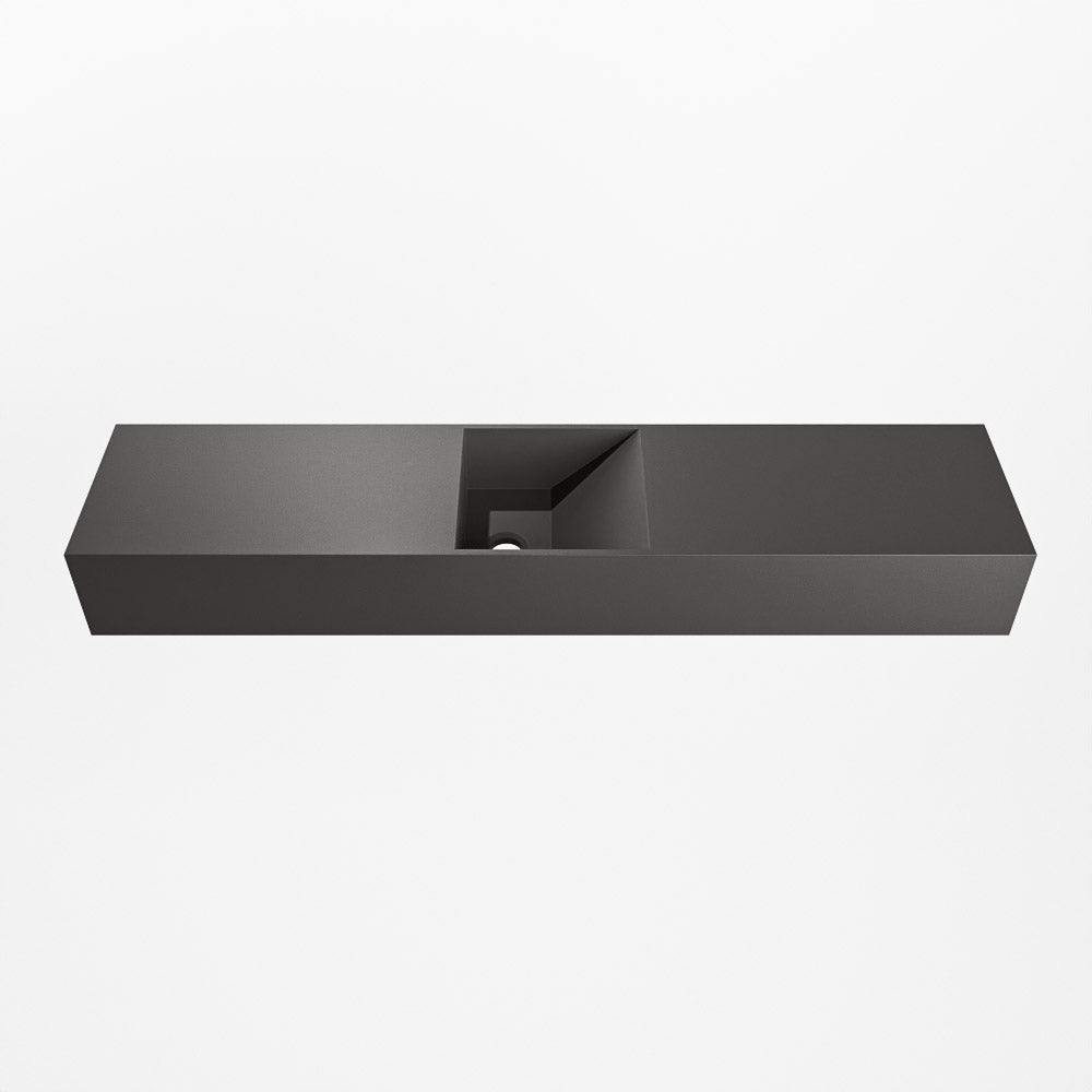 MONDIAZ TYNE 100cm fontein solid surface kleur Dark Grey. Positie wastafel midden