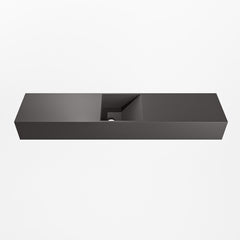MONDIAZ TYNE 100cm fontein solid surface kleur Dark Grey. Positie wastafel midden
