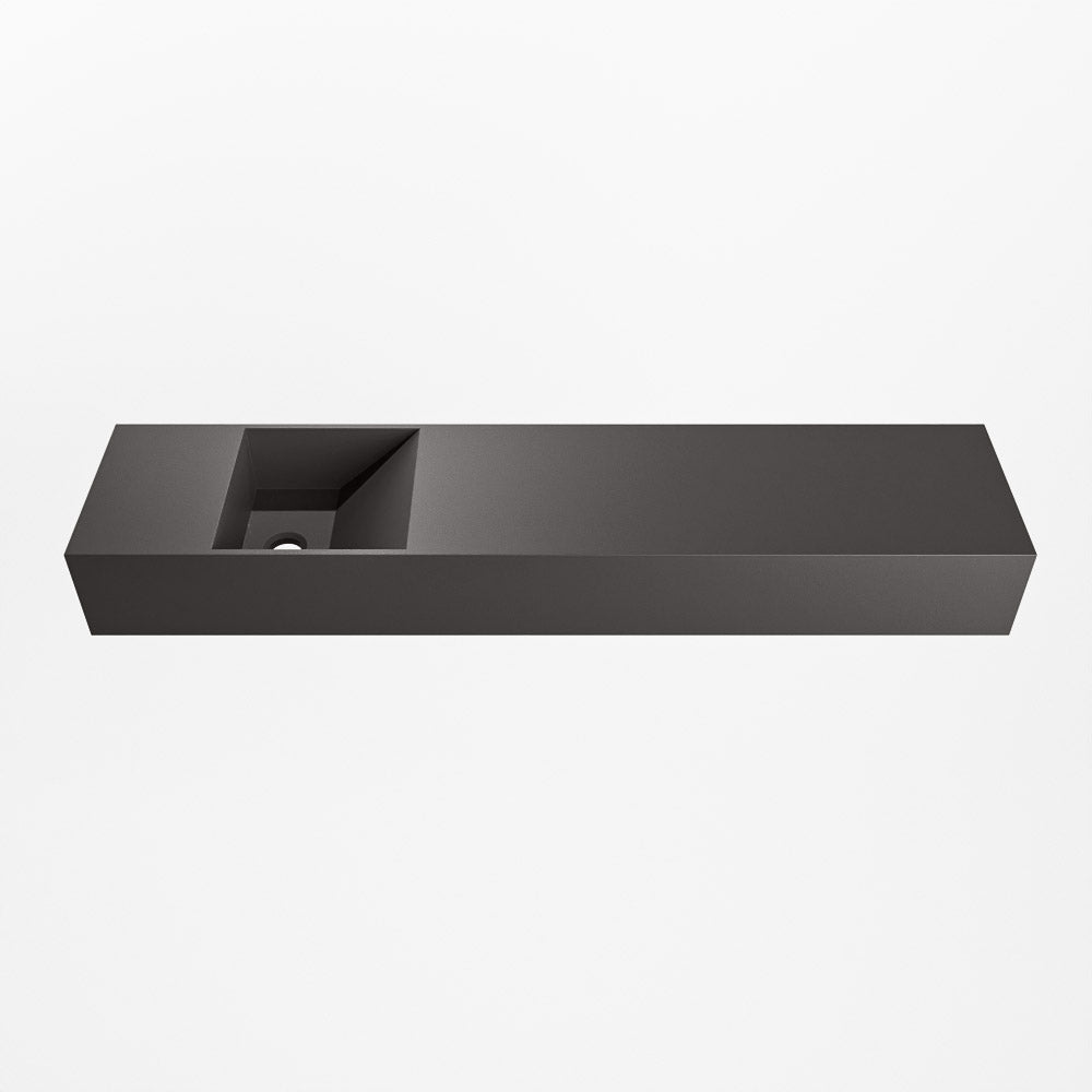 MONDIAZ TYNE 100cm fontein solid surface kleur Dark Grey. Positie wastafel links