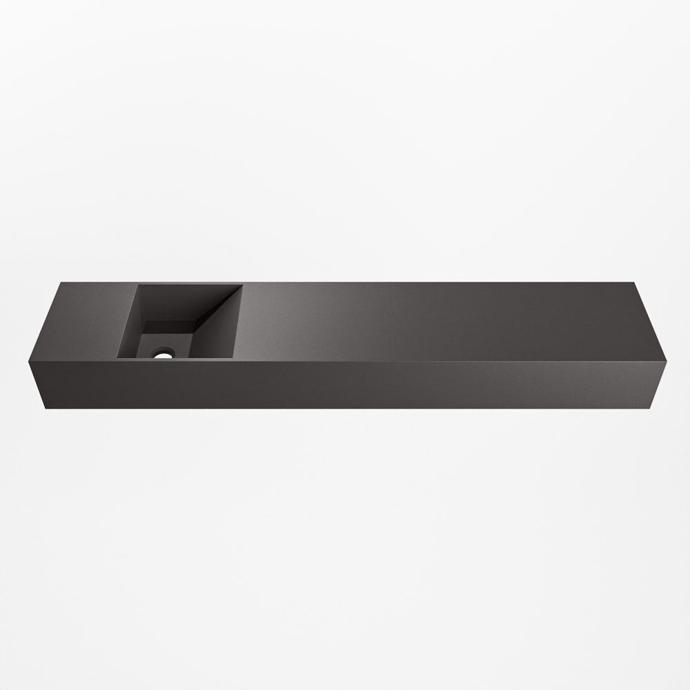 MONDIAZ TYNE 110cm fontein solid surface kleur Dark Grey. Positie wastafel links