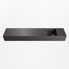 MONDIAZ TYNE 110cm fontein solid surface kleur Dark Grey. Positie wastafel rechts
