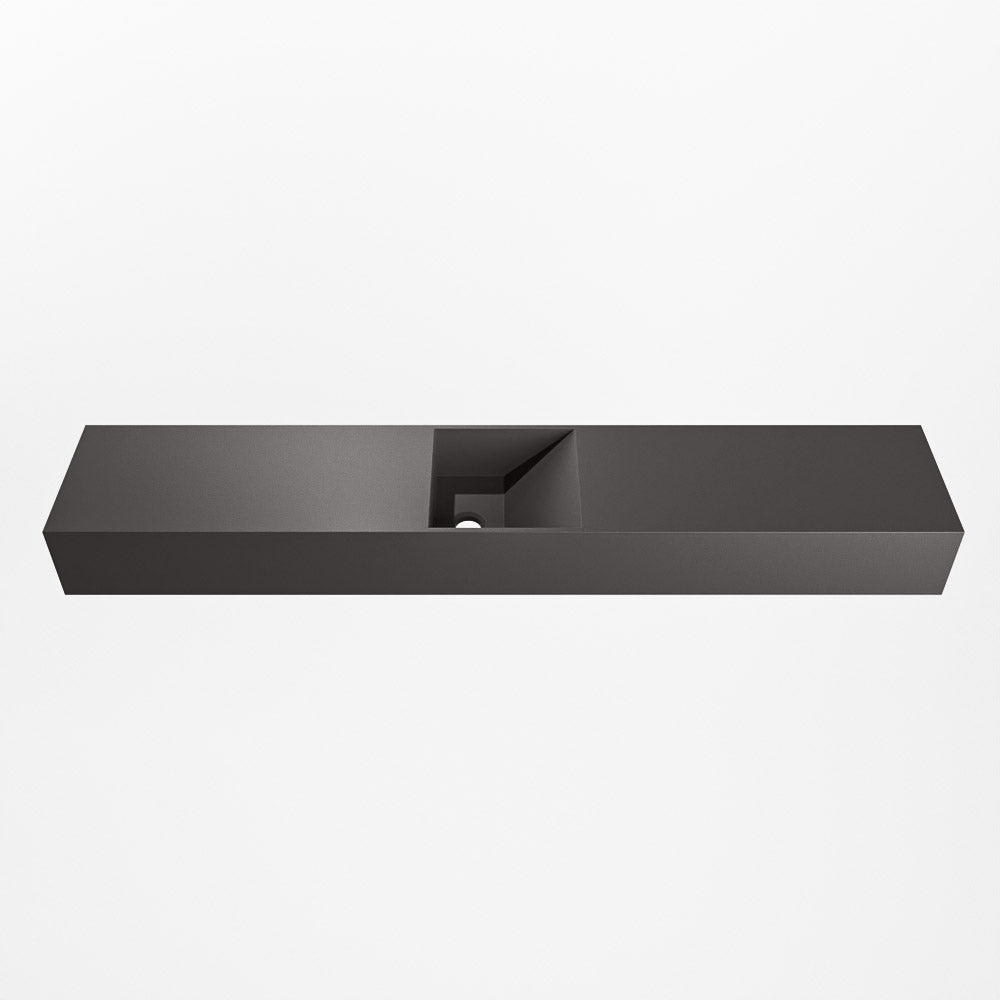 MONDIAZ TYNE 120cm fontein solid surface kleur Dark Grey. Positie wastafel midden