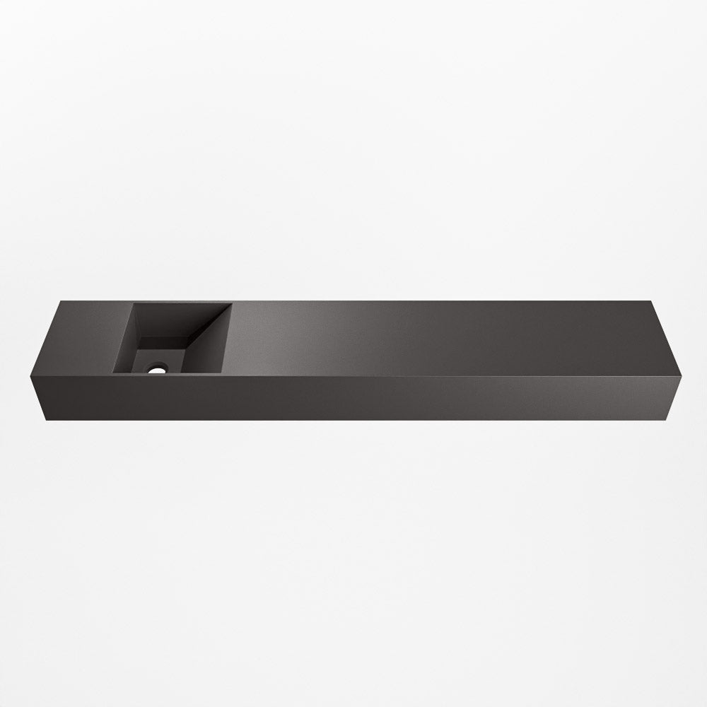 MONDIAZ TYNE 120cm fontein solid surface kleur Dark Grey. Positie wastafel links