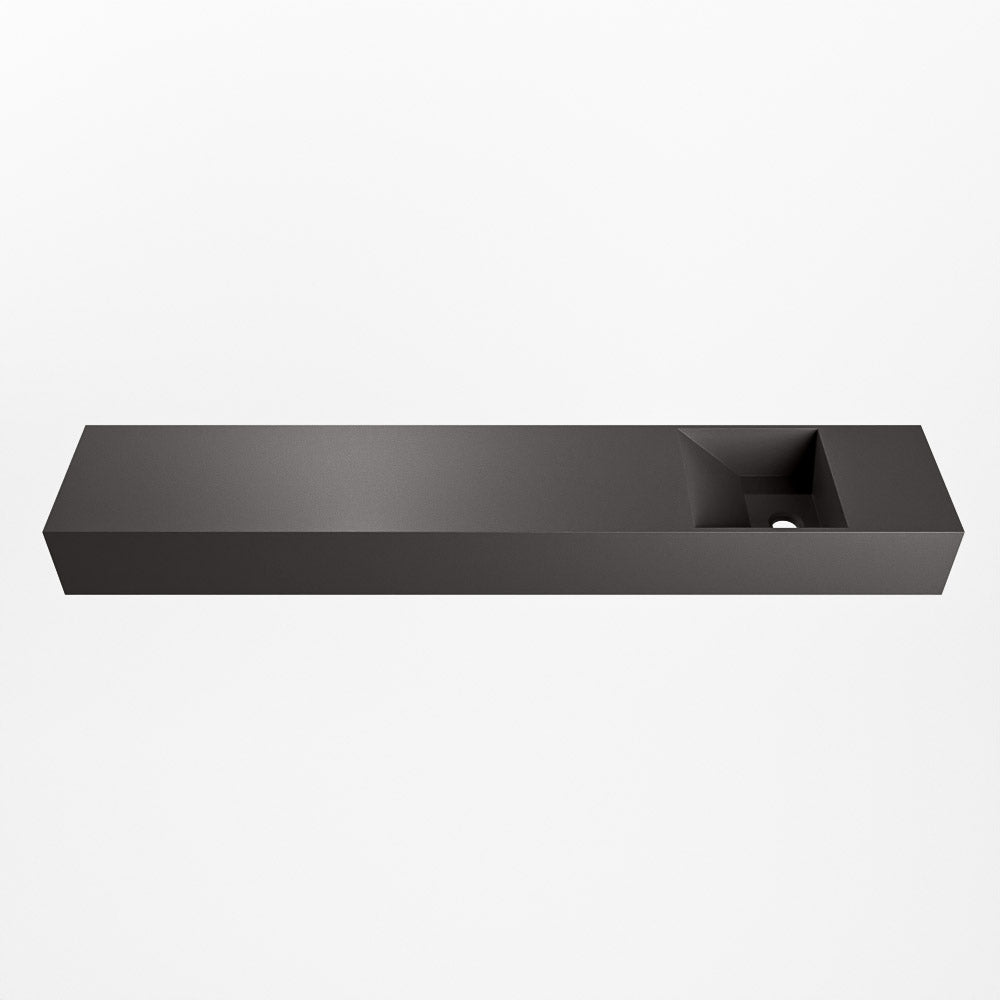 MONDIAZ TYNE 120cm fontein solid surface kleur Dark Grey. Positie wastafel rechts