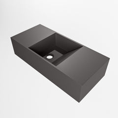 MONDIAZ TYNE 50cm fontein solid surface kleur Dark Grey. Positie wastafel links