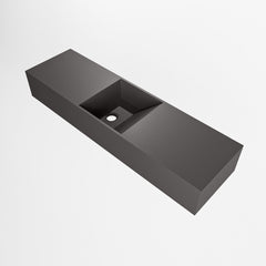 MONDIAZ TYNE 80cm fontein solid surface kleur Dark Grey. Positie wastafel midden