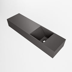 MONDIAZ TYNE 80cm fontein solid surface kleur Dark Grey. Positie wastafel rechts