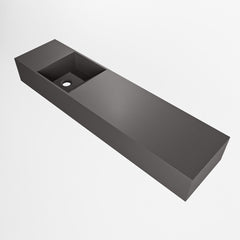 MONDIAZ TYNE 90cm fontein solid surface kleur Dark Grey. Positie wastafel links