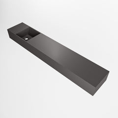 MONDIAZ TYNE 120cm fontein solid surface kleur Dark Grey. Positie wastafel links