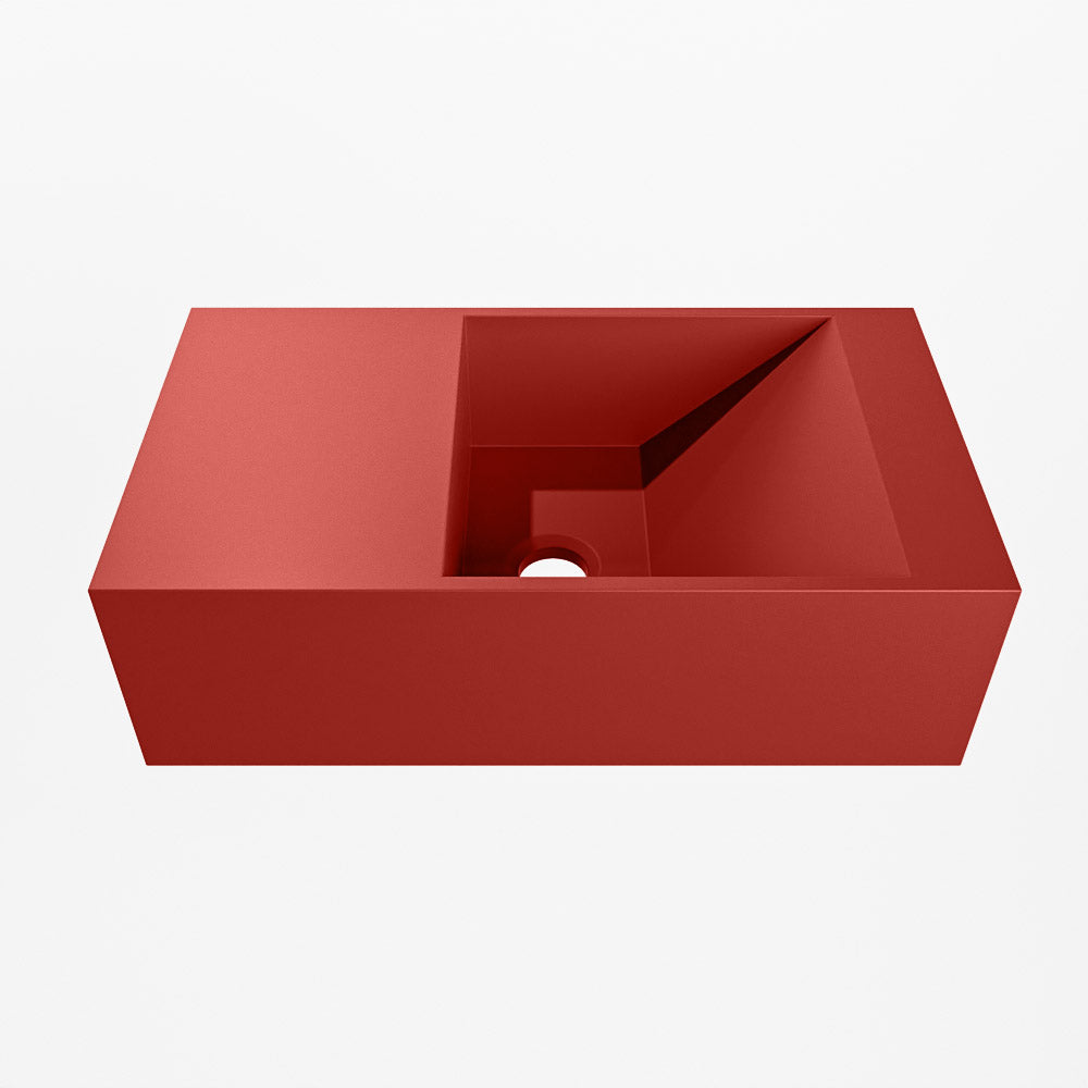 MONDIAZ TYNE 40cm fontein solid surface kleur Fire. Positie wastafel links