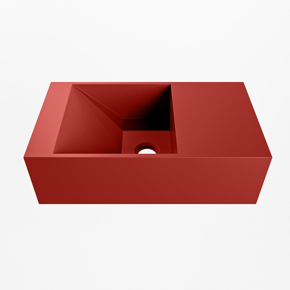 MONDIAZ TYNE 40cm fontein solid surface kleur Fire. Positie wastafel rechts