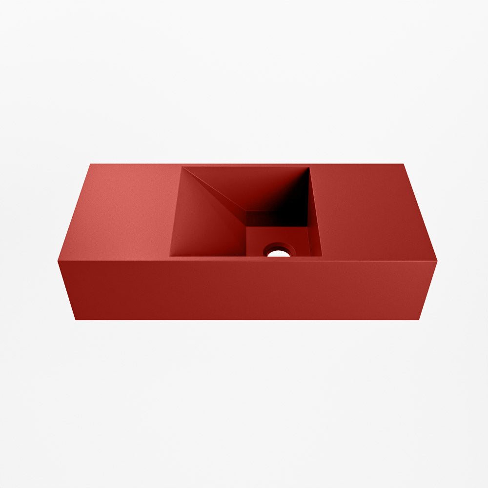 MONDIAZ TYNE 50cm fontein solid surface kleur Fire. Positie wastafel rechts