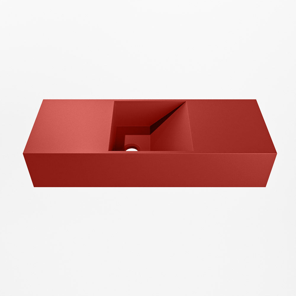 MONDIAZ TYNE 60cm fontein solid surface kleur Fire. Positie wastafel midden