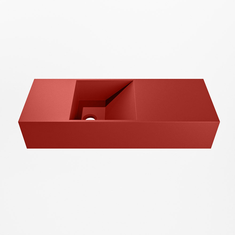 MONDIAZ TYNE 60cm fontein solid surface kleur Fire. Positie wastafel links