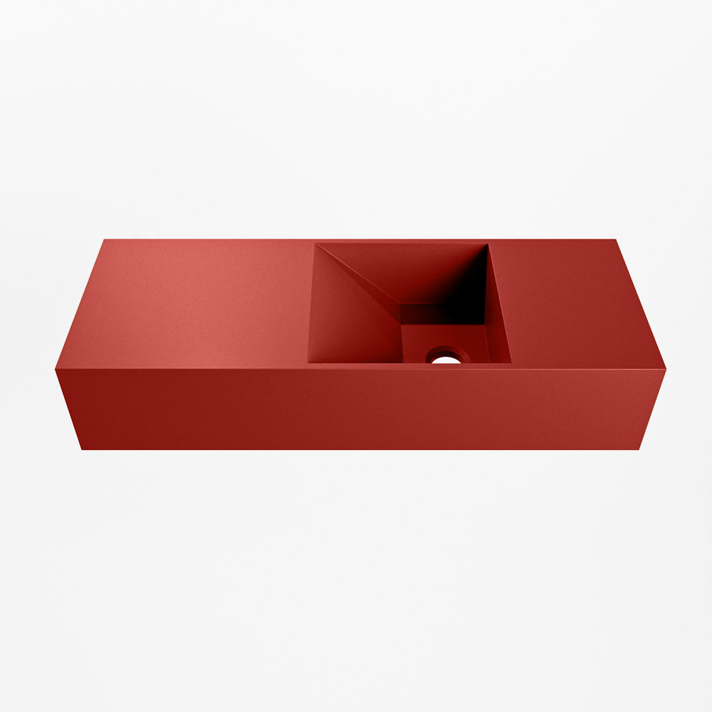 MONDIAZ TYNE 60cm fontein solid surface kleur Fire. Positie wastafel rechts