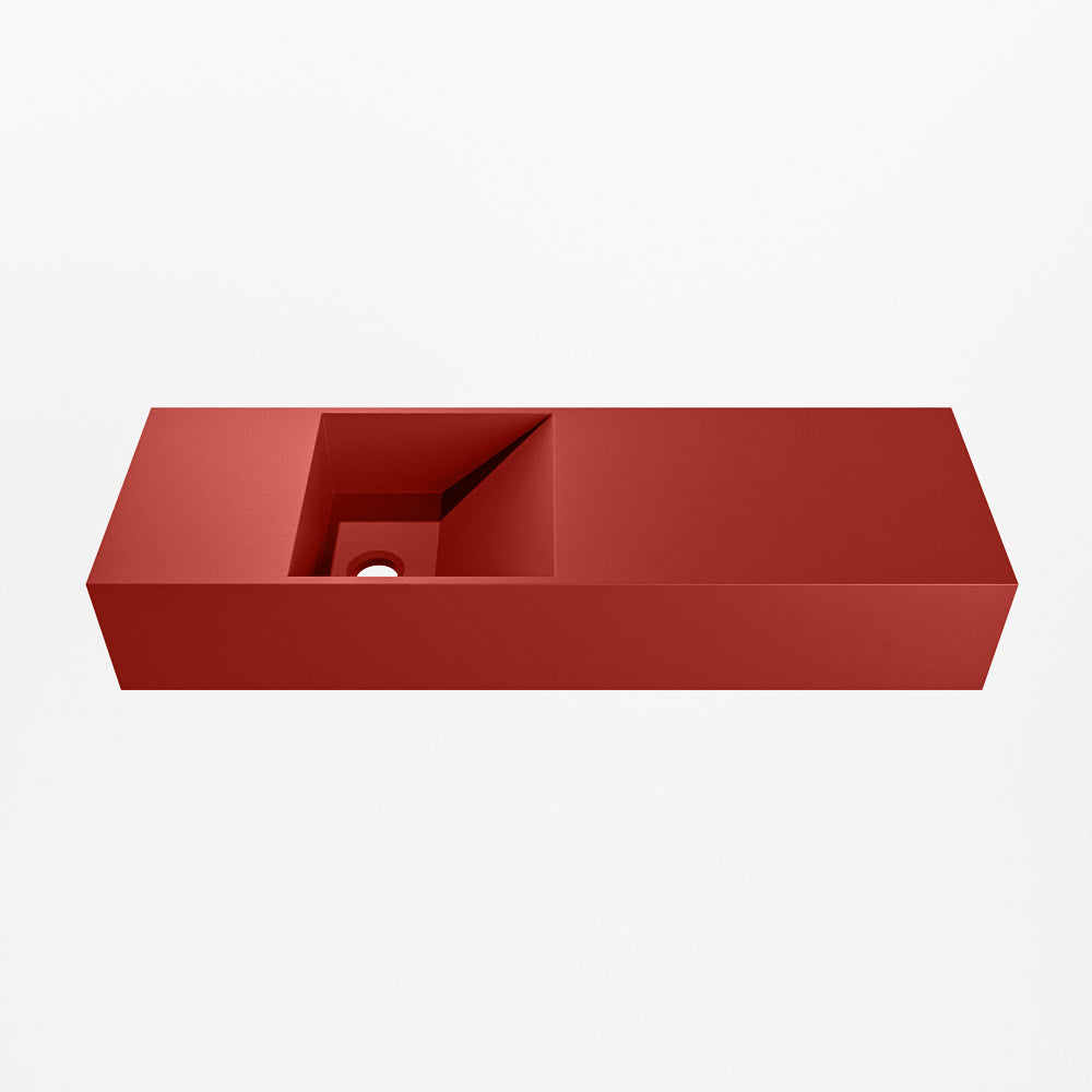 MONDIAZ TYNE 70cm fontein solid surface kleur Fire. Positie wastafel links