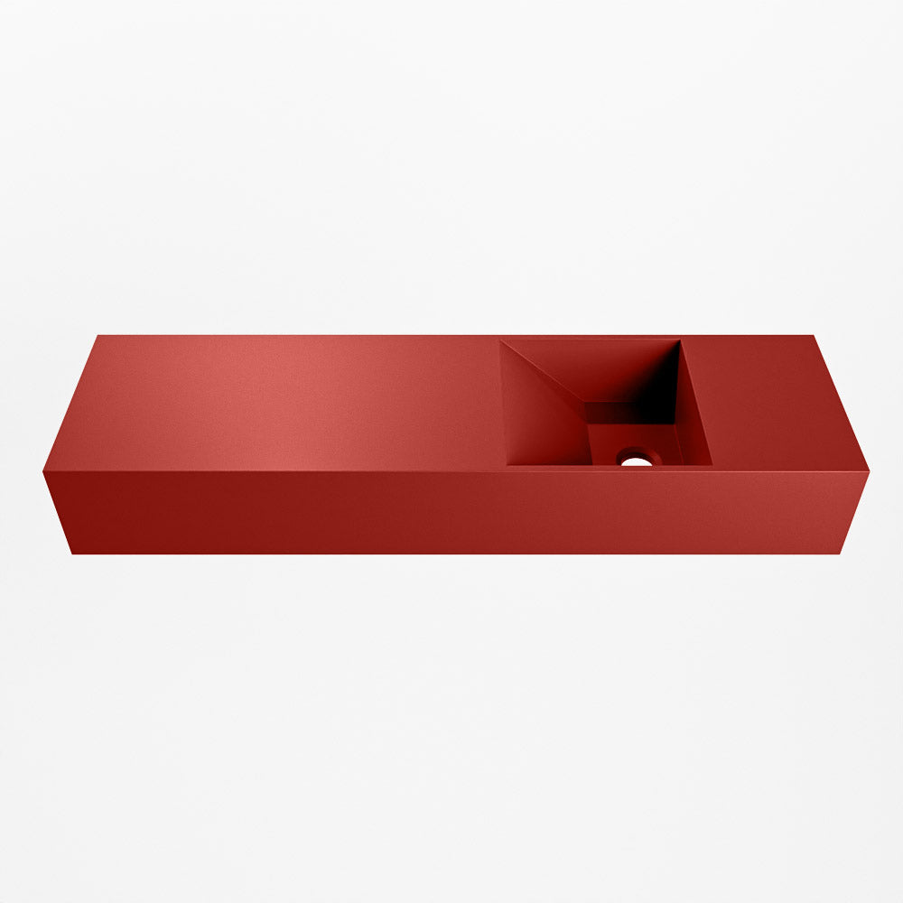 MONDIAZ TYNE 80cm fontein solid surface kleur Fire. Positie wastafel rechts