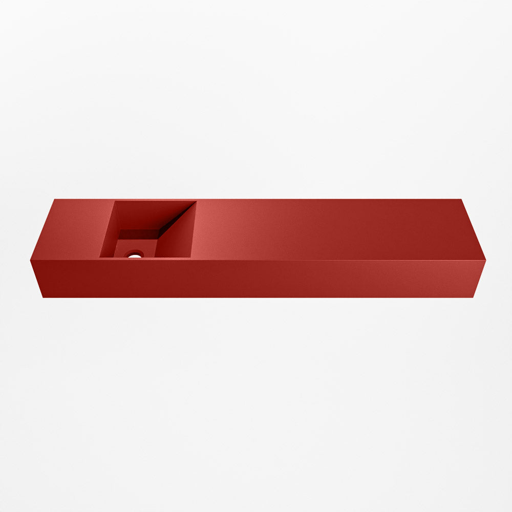 MONDIAZ TYNE 100cm fontein solid surface kleur Fire. Positie wastafel links