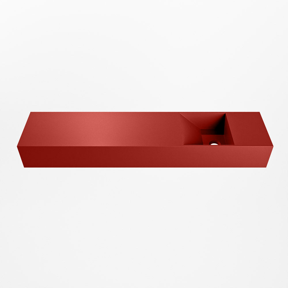 MONDIAZ TYNE 100cm fontein solid surface kleur Fire. Positie wastafel rechts