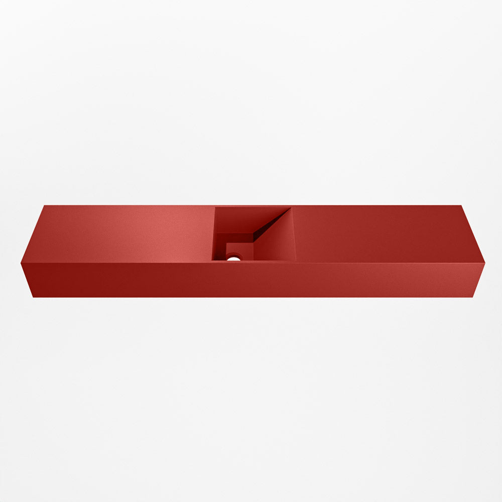 MONDIAZ TYNE 110cm fontein solid surface kleur Fire. Positie wastafel midden