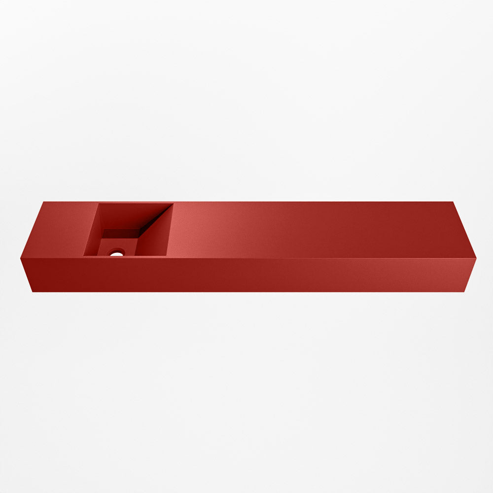 MONDIAZ TYNE 110cm fontein solid surface kleur Fire. Positie wastafel links