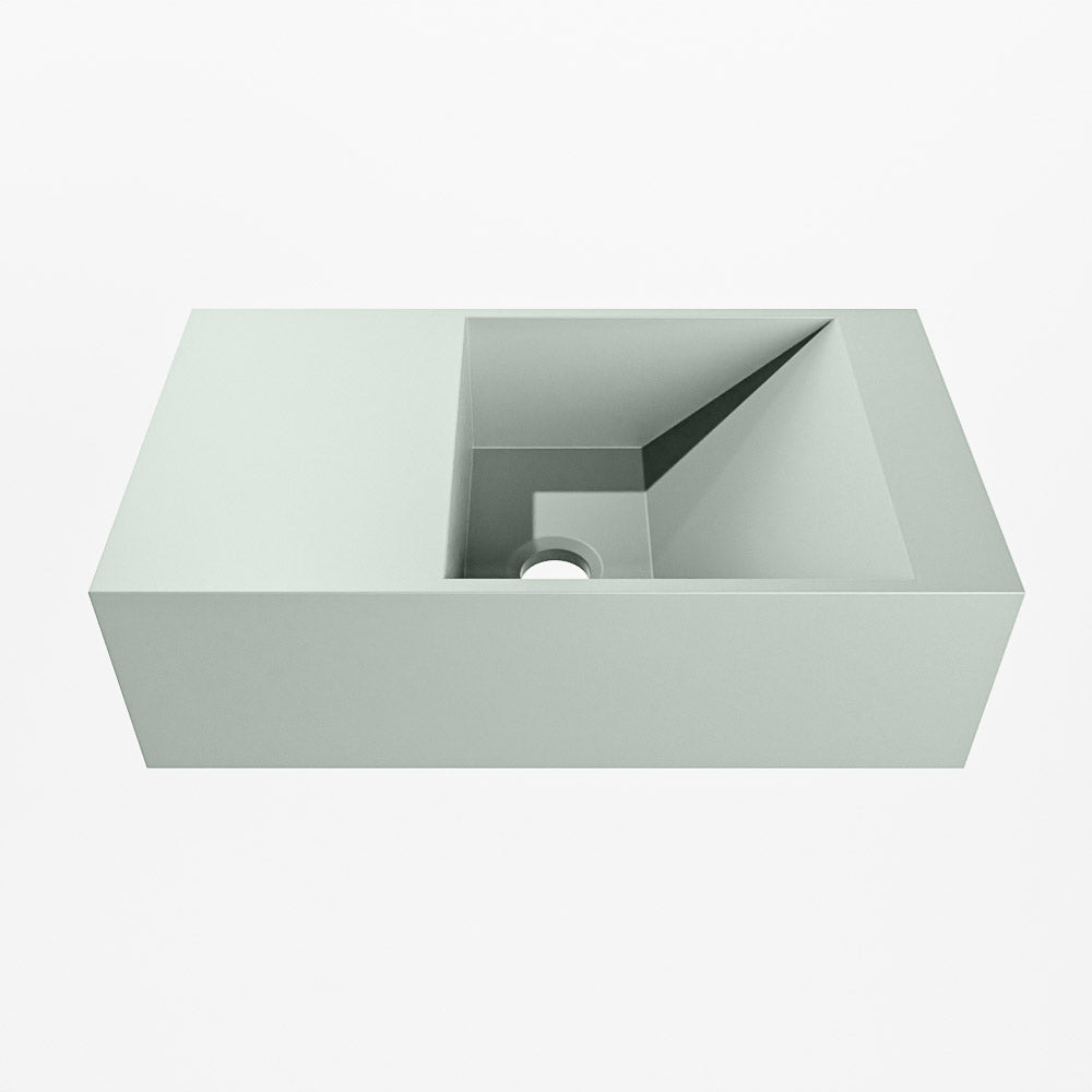 MONDIAZ TYNE 40cm fontein solid surface kleur Greey. Positie wastafel links
