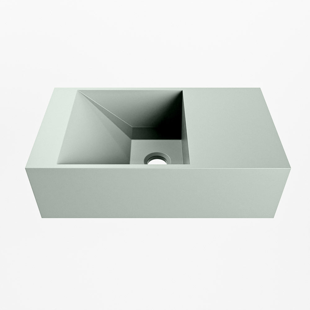 MONDIAZ TYNE 40cm fontein solid surface kleur Greey. Positie wastafel rechts