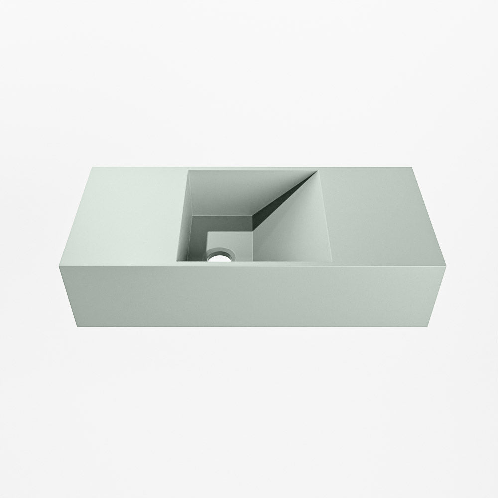 MONDIAZ TYNE 50cm fontein solid surface kleur Greey. Positie wastafel links