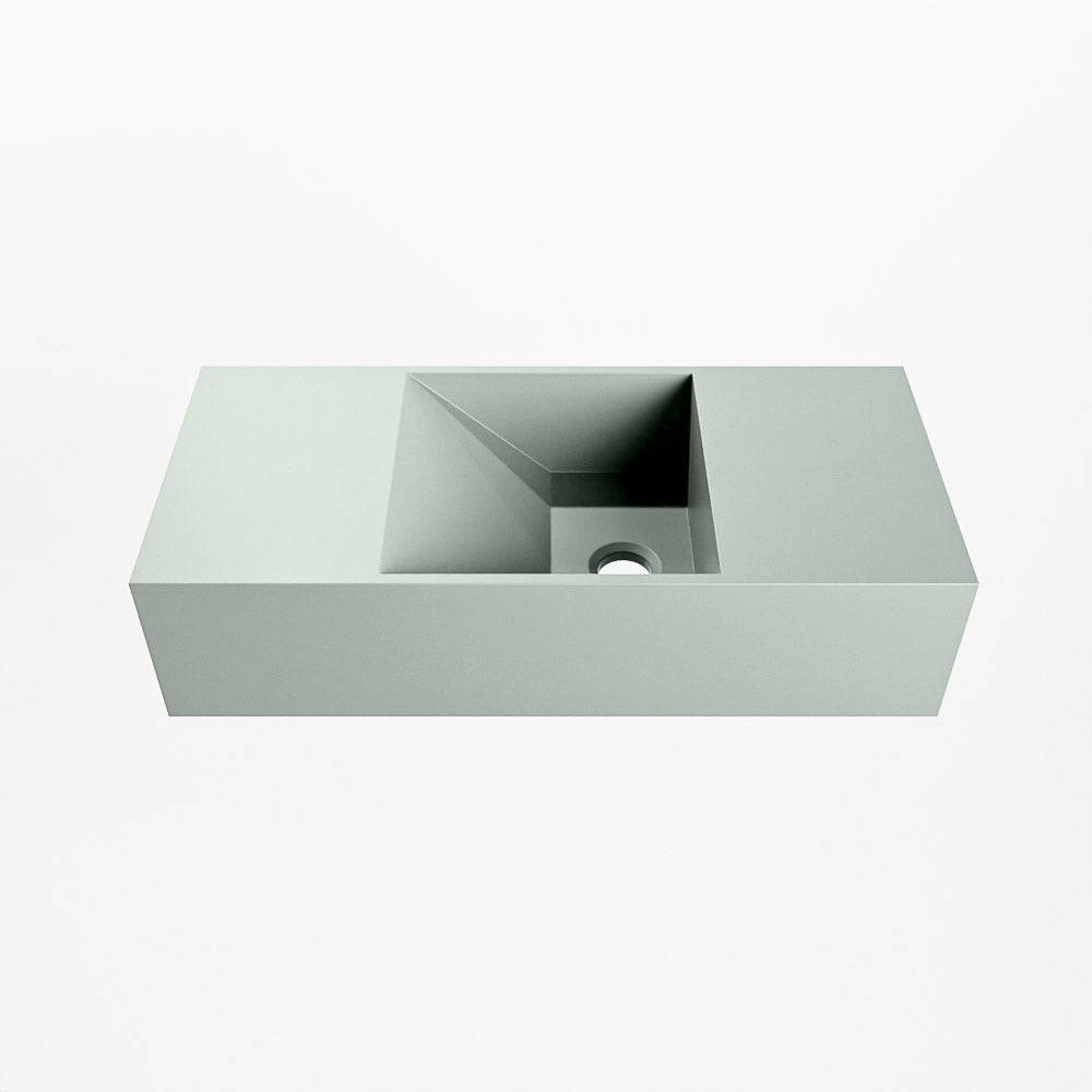 MONDIAZ TYNE 50cm fontein solid surface kleur Greey. Positie wastafel rechts