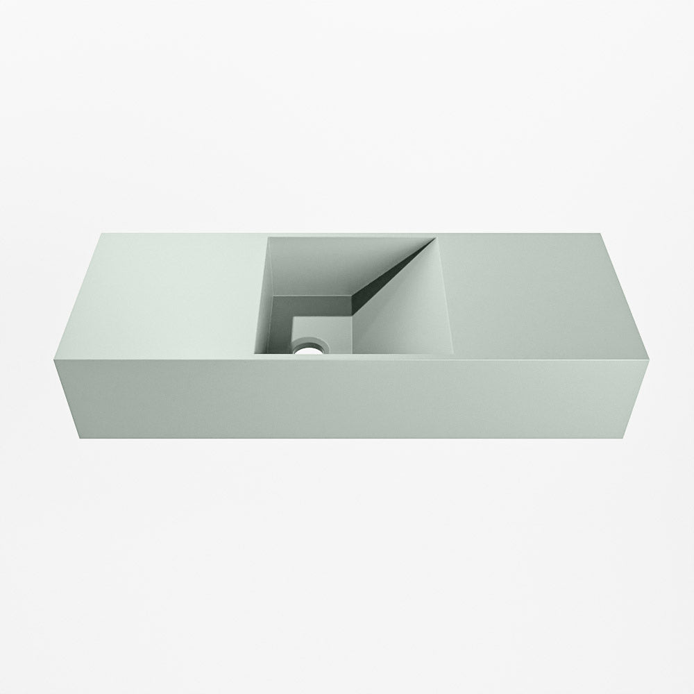 MONDIAZ TYNE 60cm fontein solid surface kleur Greey. Positie wastafel midden