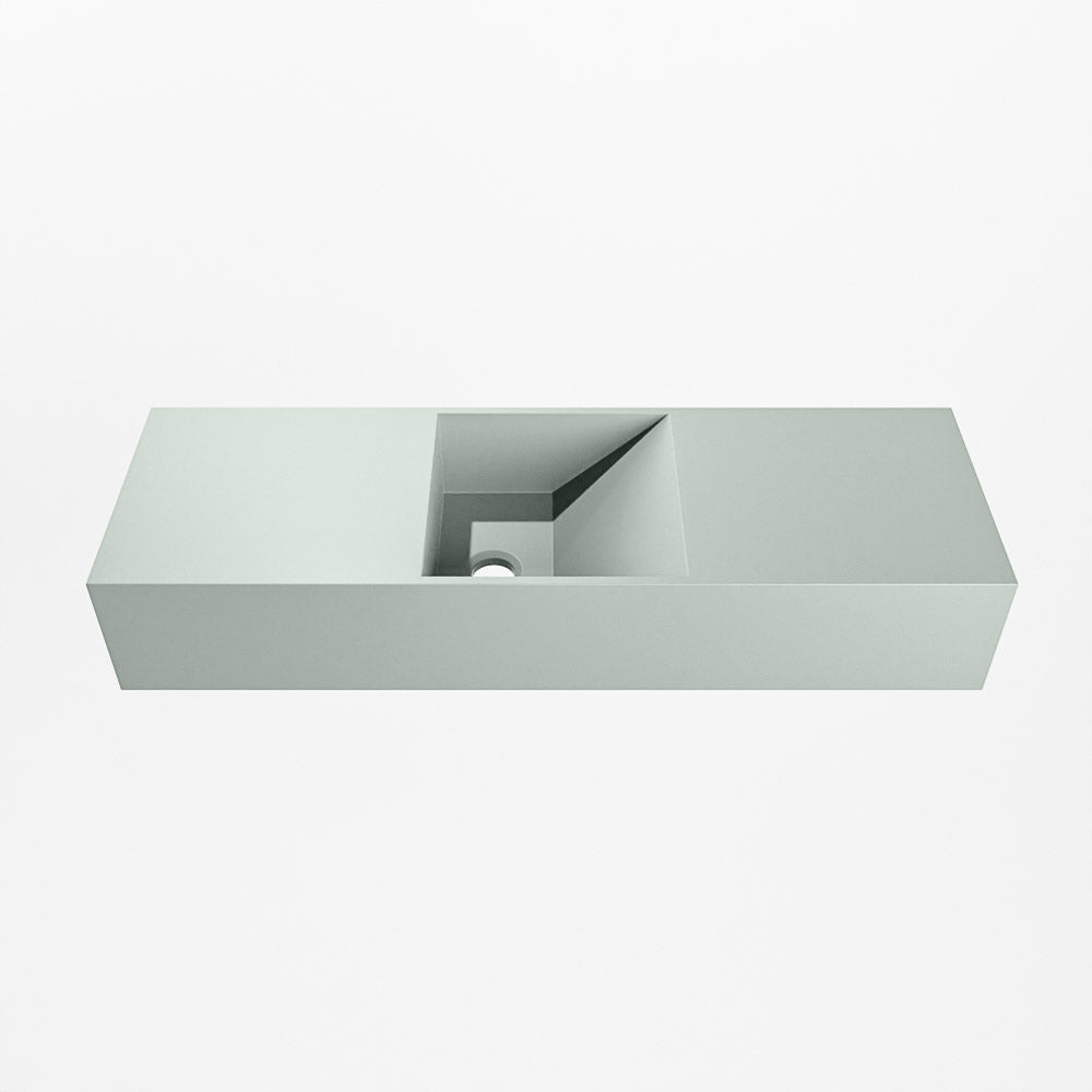 MONDIAZ TYNE 70cm fontein solid surface kleur Greey. Positie wastafel midden