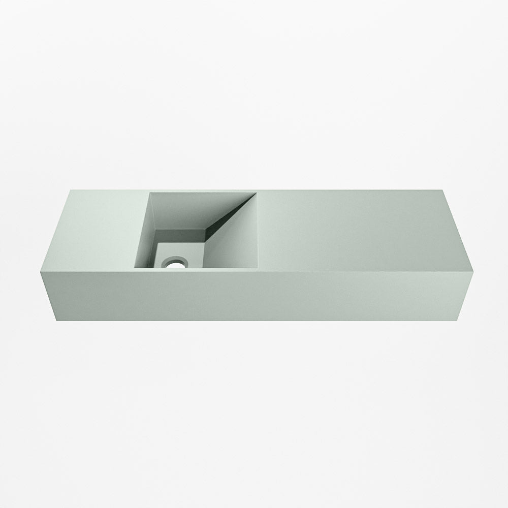 MONDIAZ TYNE 70cm fontein solid surface kleur Greey. Positie wastafel links