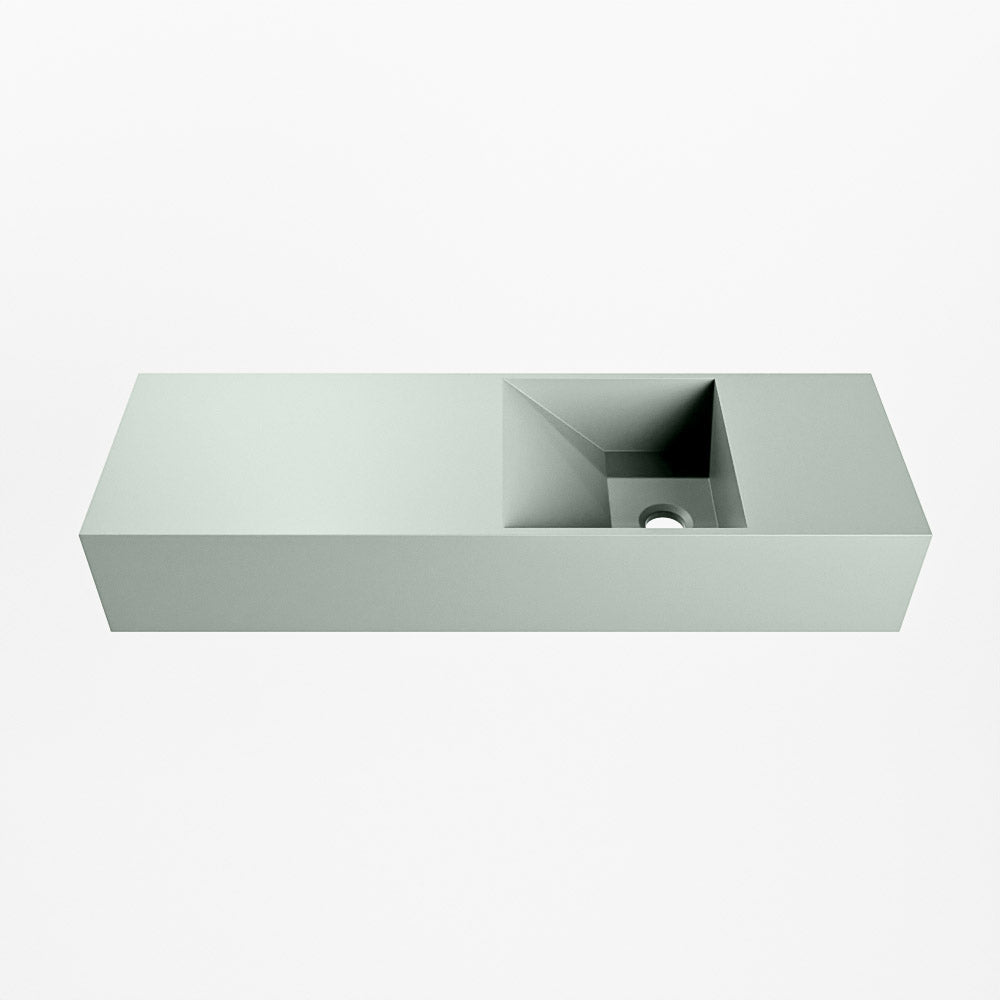 MONDIAZ TYNE 70cm fontein solid surface kleur Greey. Positie wastafel rechts