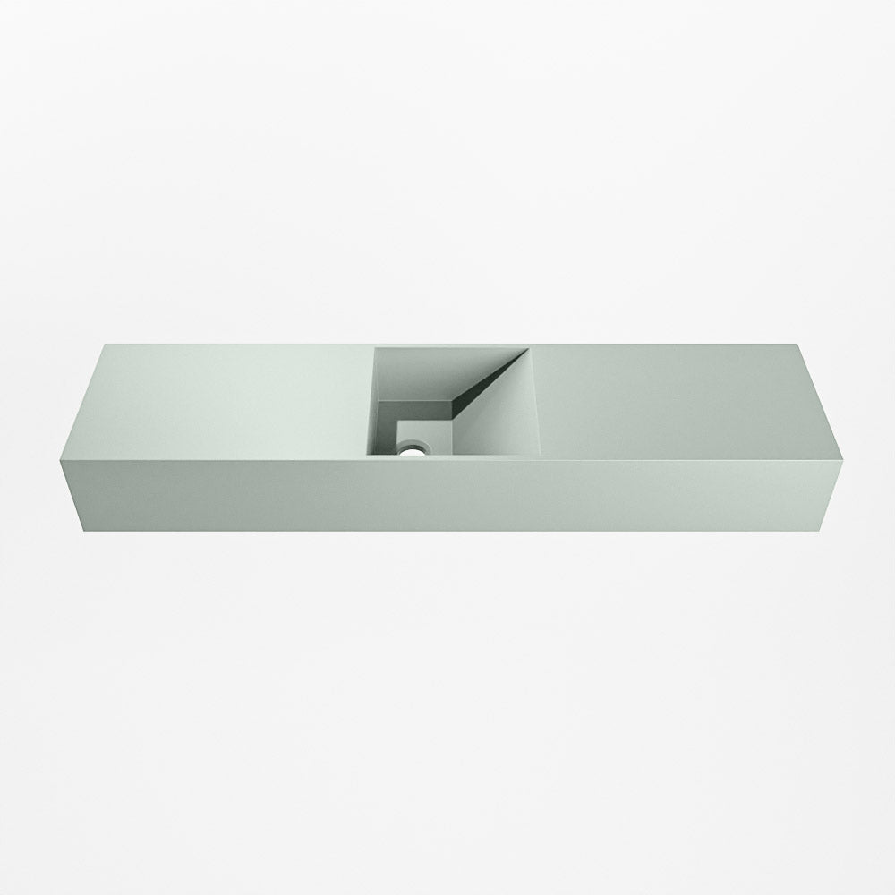 MONDIAZ TYNE 90cm fontein solid surface kleur Greey. Positie wastafel midden