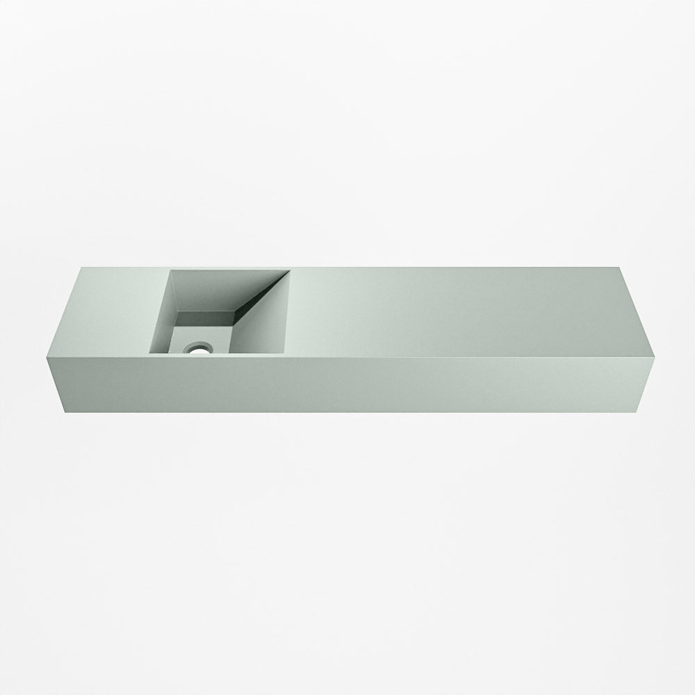 MONDIAZ TYNE 90cm fontein solid surface kleur Greey. Positie wastafel links