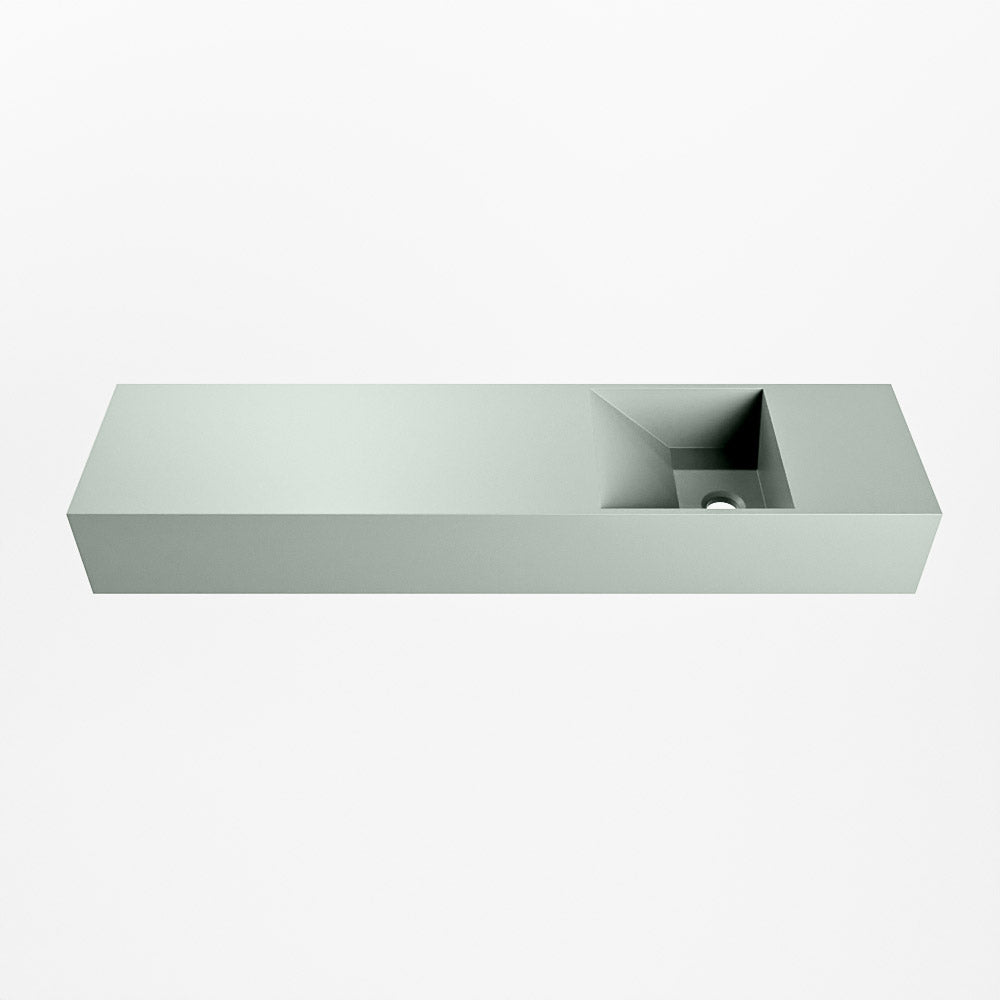 MONDIAZ TYNE 90cm fontein solid surface kleur Greey. Positie wastafel rechts