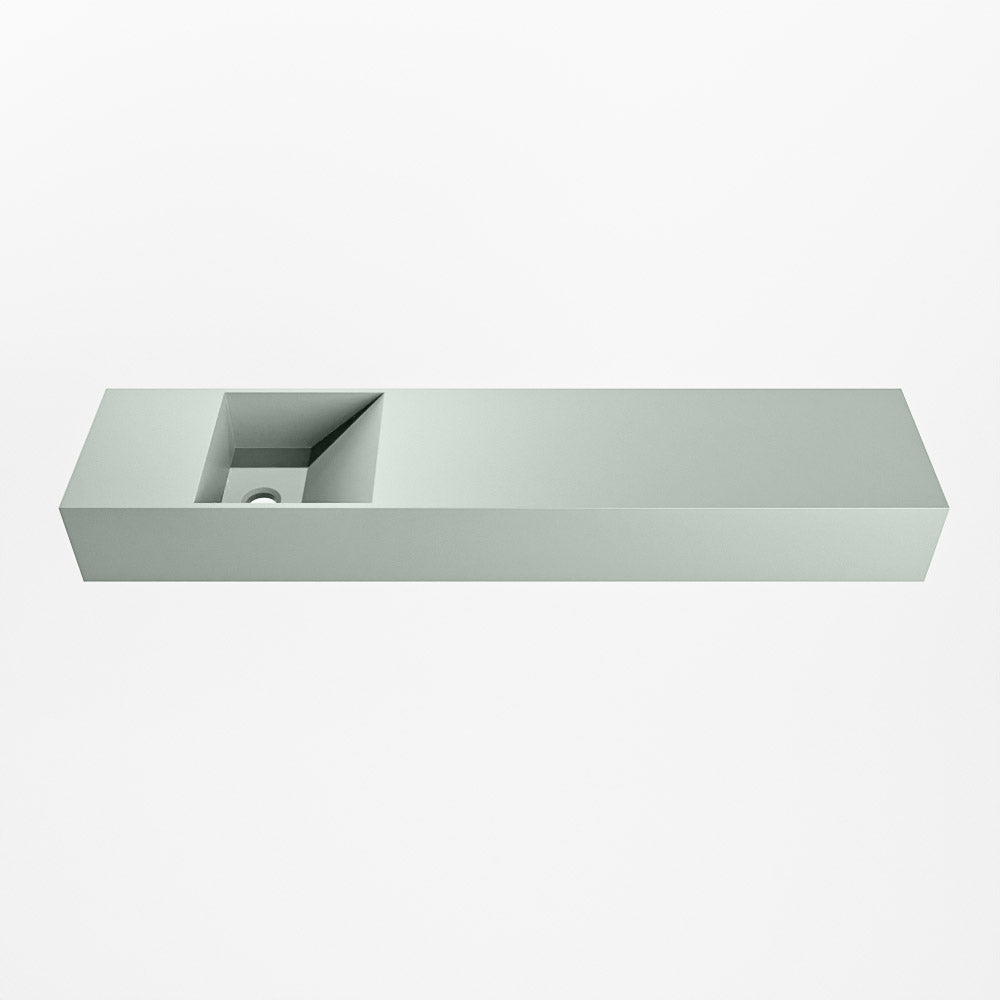 MONDIAZ TYNE 100cm fontein solid surface kleur Greey. Positie wastafel links