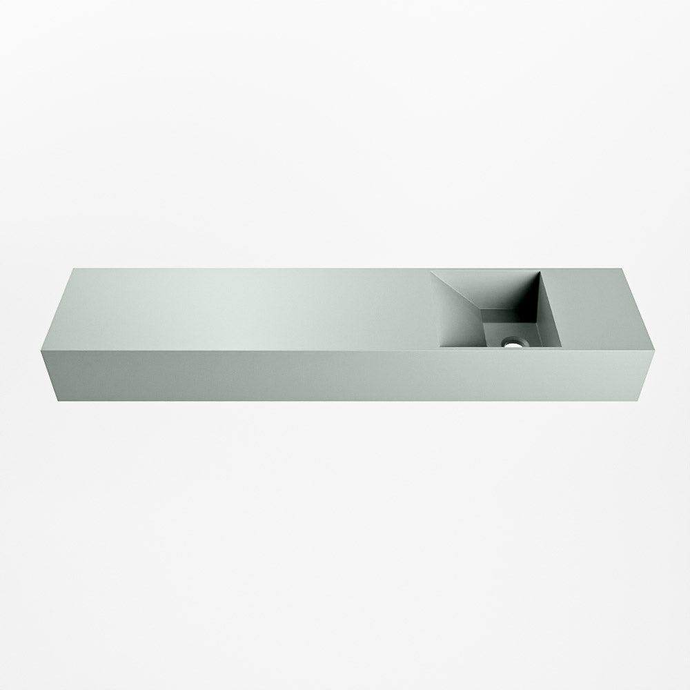 MONDIAZ TYNE 100cm fontein solid surface kleur Greey. Positie wastafel rechts